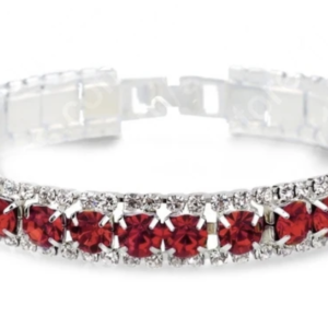 Pulsera ilde de plata 925 y cristales de circonia rojo.