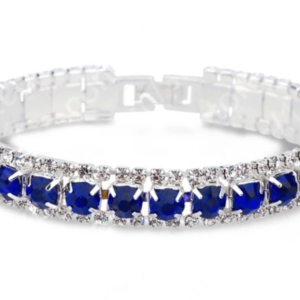 Pulsera ilde de plata 925 y cristales de circonia azul.