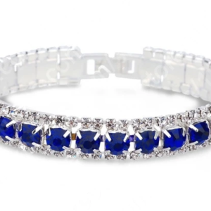 Pulsera ilde de plata 925 y cristales de circonia azul.