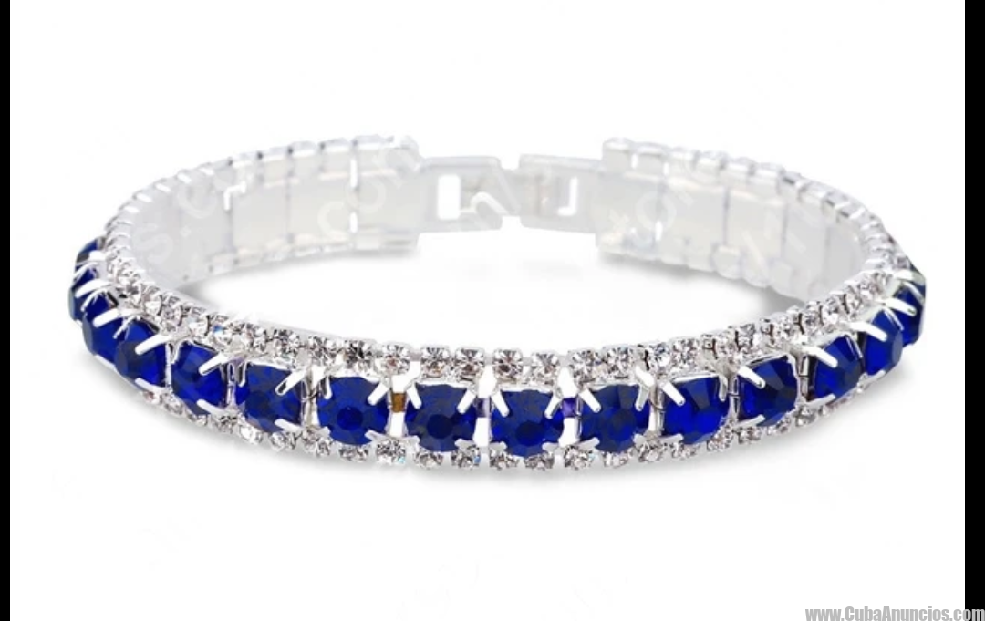 Pulsera ilde de plata 925 y cristales de circonia azul.