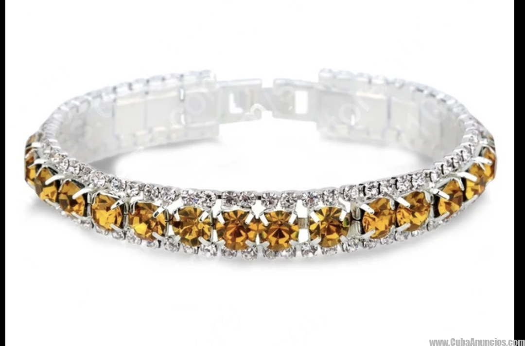 Pulsera ilde de plata 925 y cristales de circonia miel.