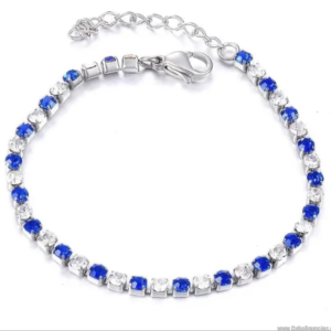 Pulcera ilde de acero inoxidable y cristales de circonia azul y blanco.