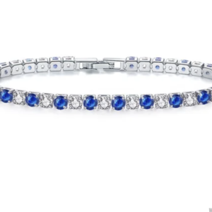 Pulsera ilde de acero inoxidable y cristales de circonia azul y blanco