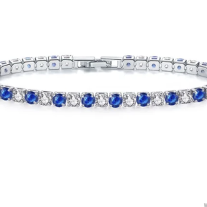 Pulsera ilde de acero inoxidable y cristales de circonia azul y blanco