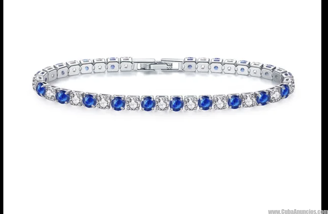 Pulsera ilde de acero inoxidable y cristales de circonia azul y blanco