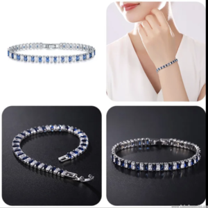 Ilde Pulsera de acero inoxidable y cristales de circonia rojo y blanco.