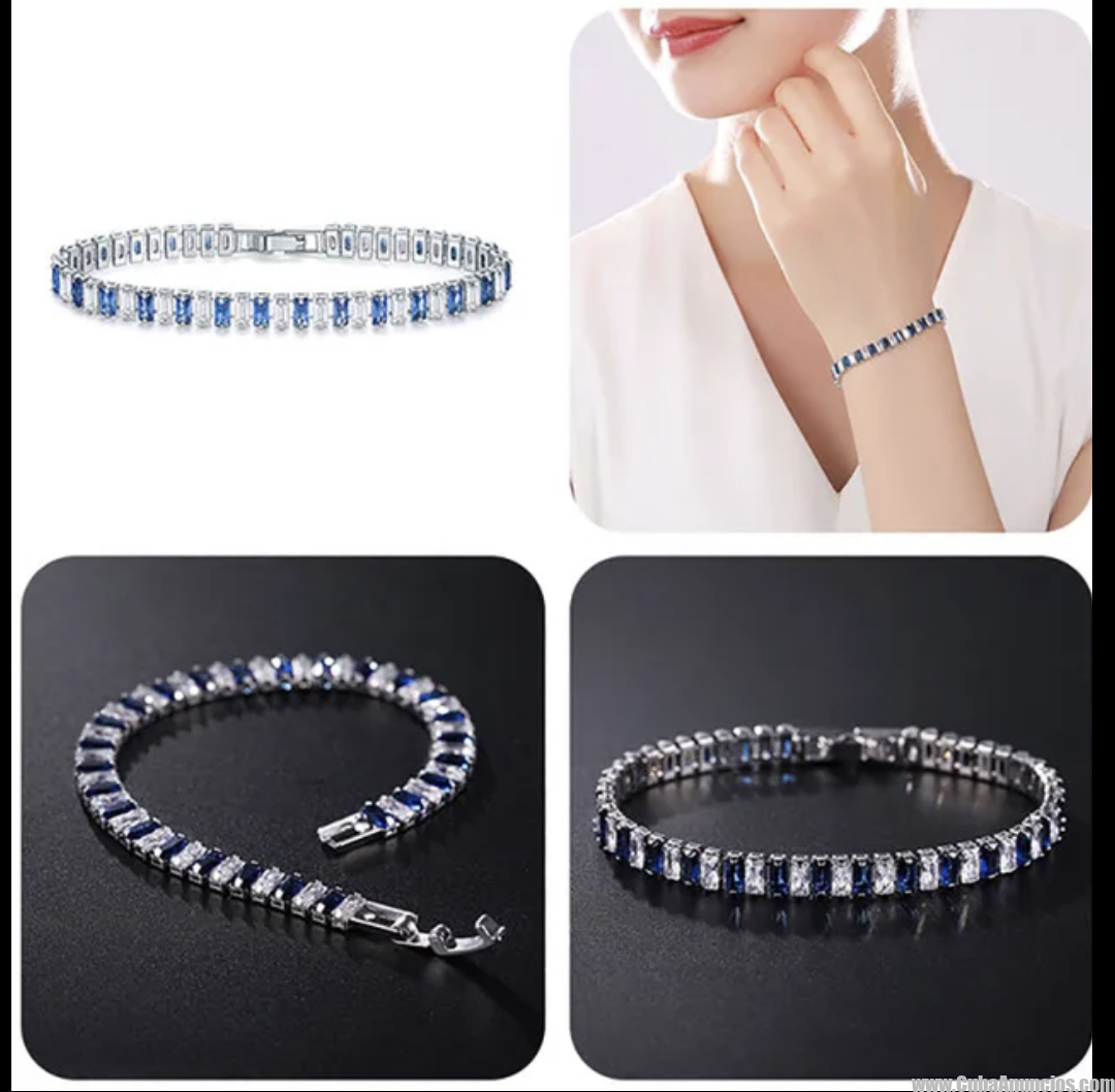 Ilde Pulsera de acero inoxidable y cristales de circonia rojo y blanco.