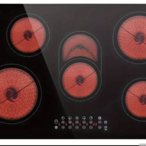 Placa de cocina eléctrica KPUY de 30 pulgadas (220-240 V para cableado directo, sin enchufe), quemador de encimera empotrado de 5 quemadores de 8500 W, sensor táctil, 9 niveles de potencia, temporizador y bloqueo de seguridad, protección contra sobrecalentamiento