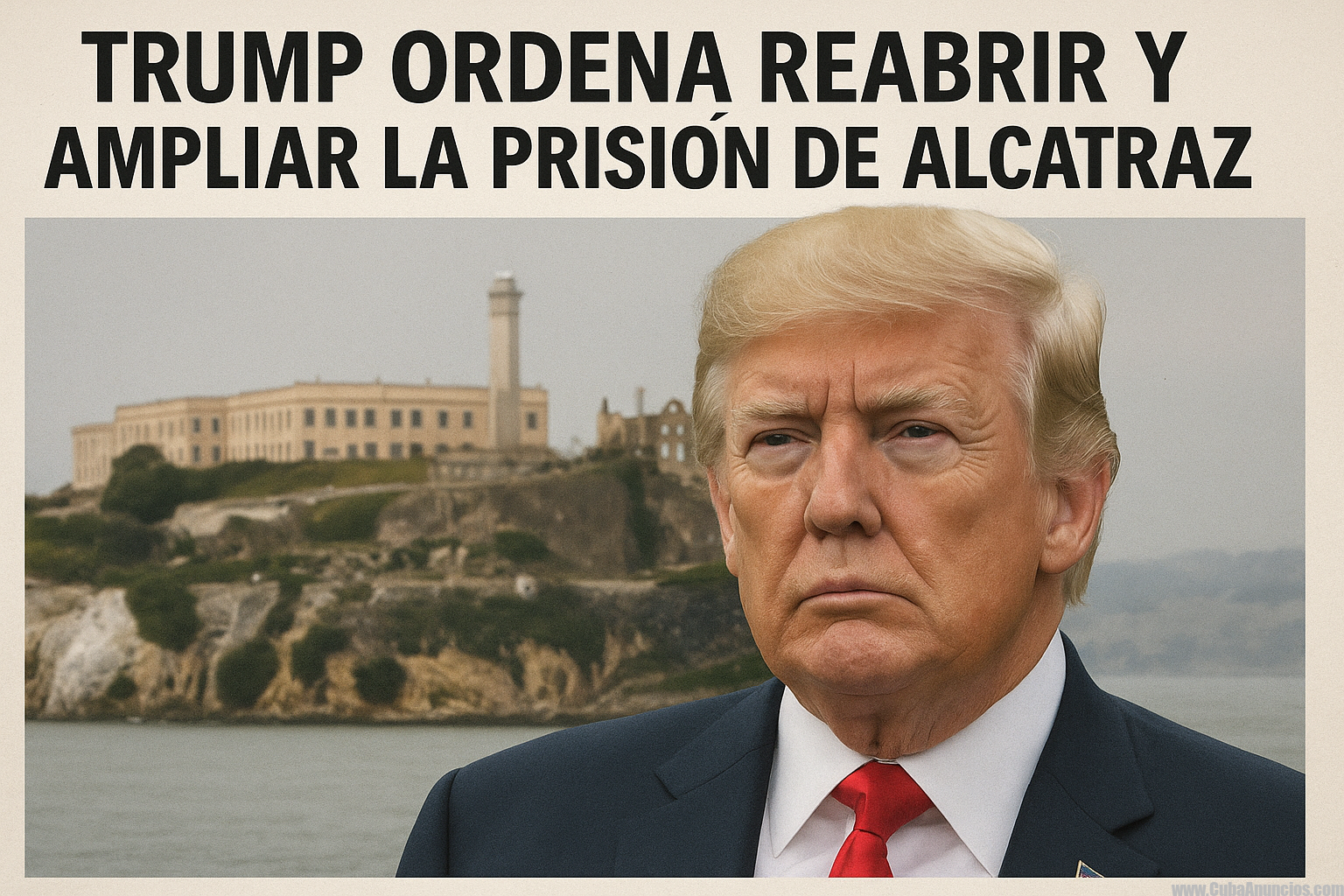 Trump ordena reabrir y ampliar la prisión de Alcatraz.