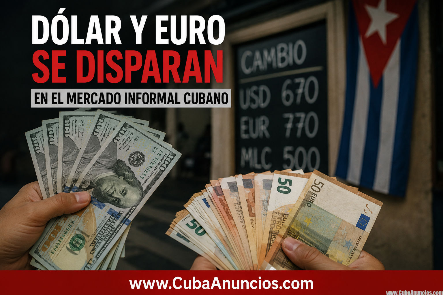 Dólar y euro vuelven a dispararse en el mercado informal cubano
