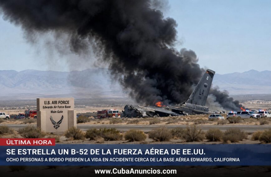 Tragedia aérea en California: se estrella un B-52 de la Fuerza Aérea de EE.UU