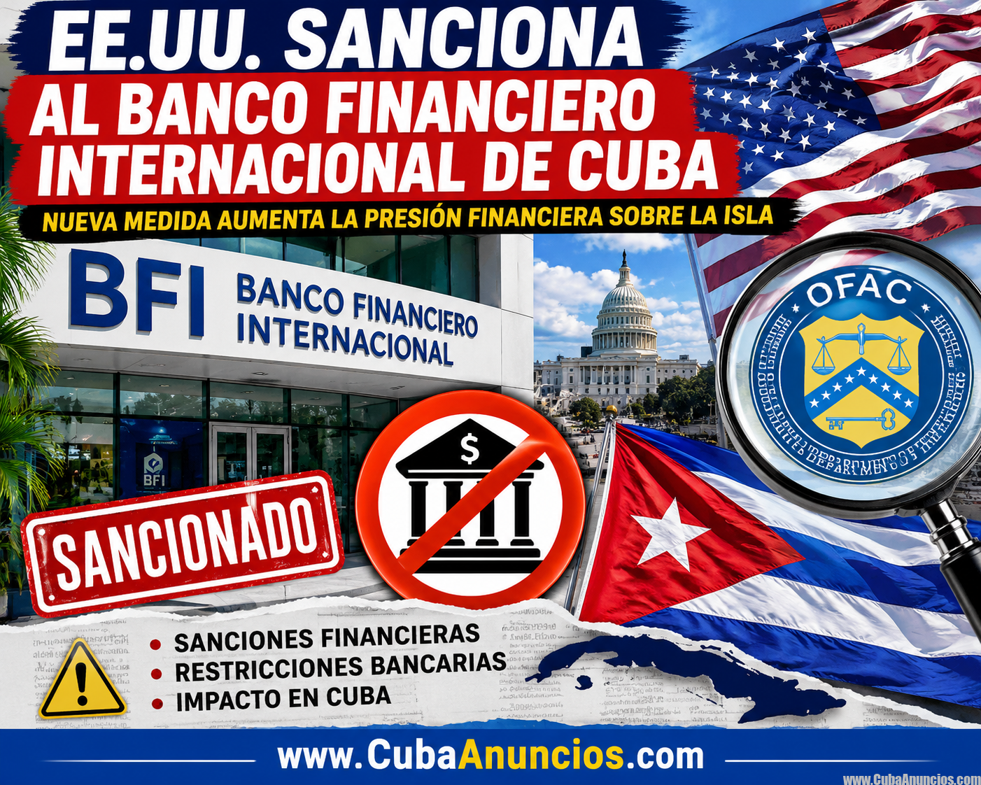 EE.UU. sanciona al Banco Financiero Internacional de Cuba y aumenta la presión financiera sobre la isla