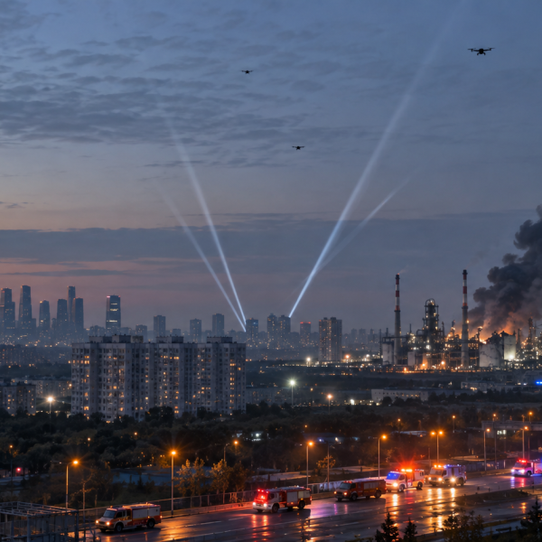 Ataque sin precedentes sobre Moscú: 450 drones, una refinería alcanzada y dos muertos