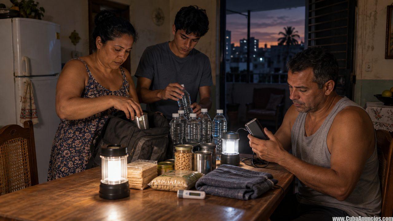 Familia cubana prepara agua, alimentos y linternas para un apagón prolongado