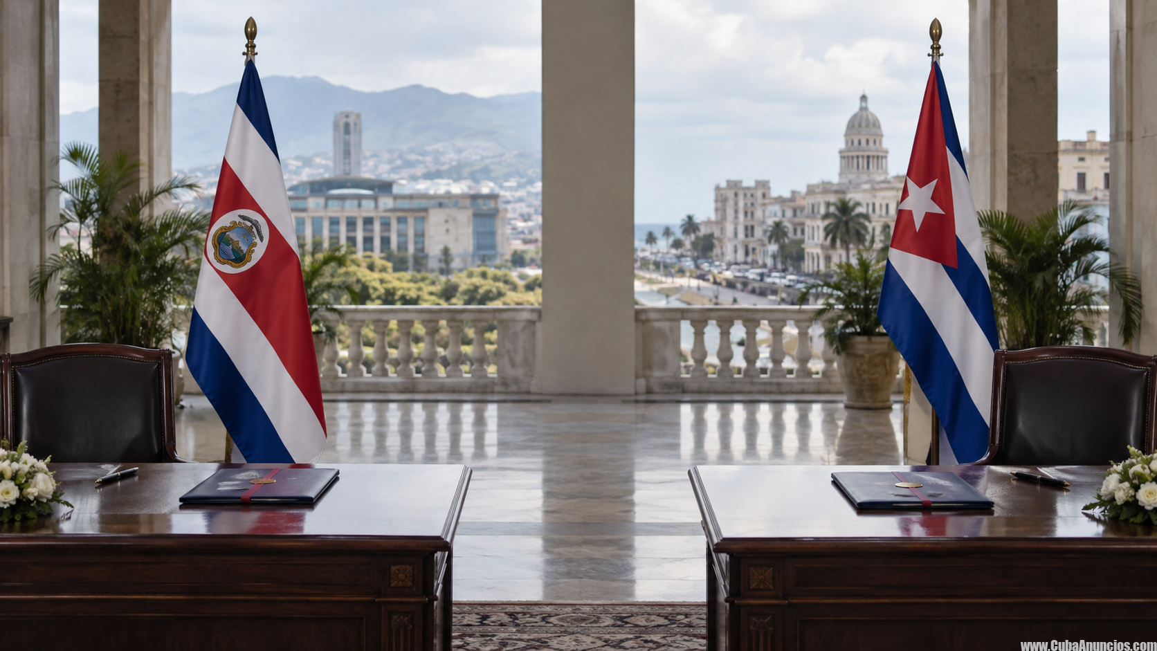 Banderas de Costa Rica y Cuba separadas tras la ruptura diplomática