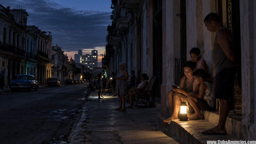 Familias cubanas utilizan linternas durante el apagón nacional de septiembre de 2026