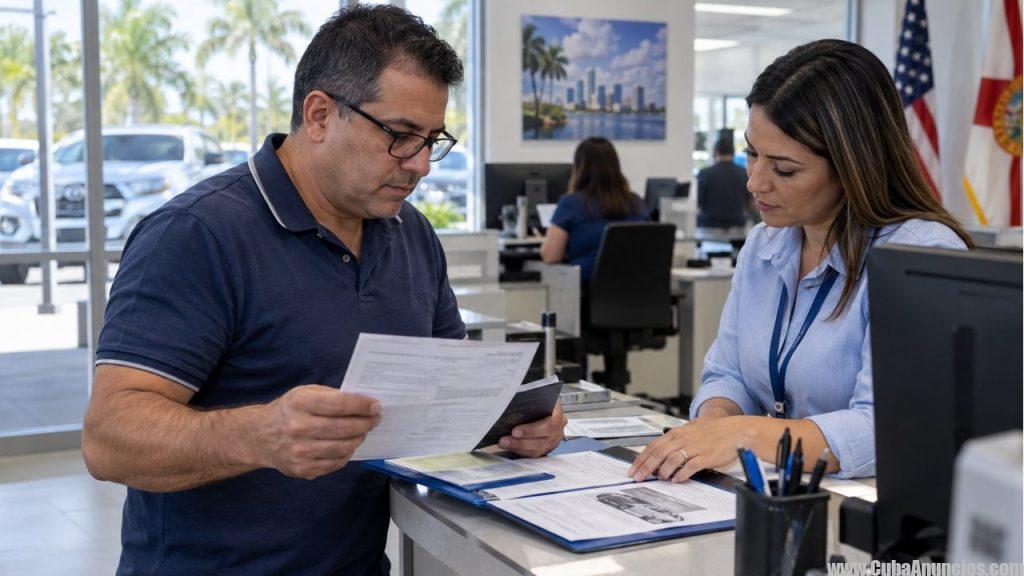 Residente de Florida prepara documentos para registrar un vehículo desde octubre de 2026