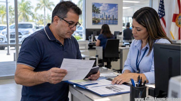 Residente de Florida prepara documentos para registrar un vehículo desde octubre de 2026