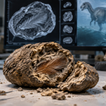 Pluma fósil de 66 millones de años hallada dentro de excremento de dinosaurio
