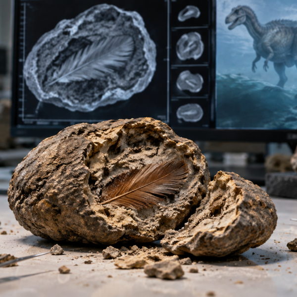 La pluma que sobrevivió 66 millones de años dentro de excremento de dinosaurio
