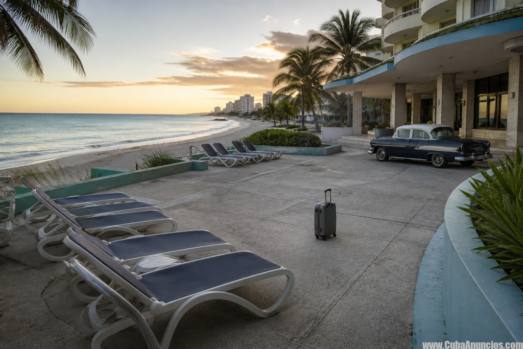 Hotel y playa casi vacíos durante la caída de visitantes internacionales en Cuba
