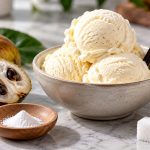 Helado de vainilla con fruta africana y brazzeína, proteína natural extremadamente dulce