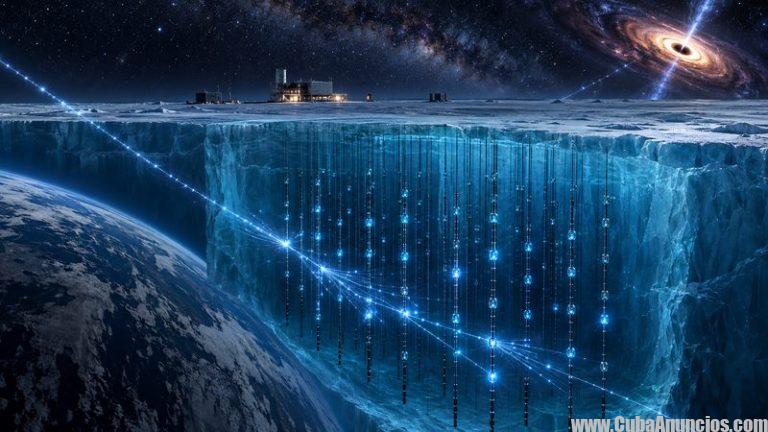Observatorio IceCube detectando neutrinos cósmicos bajo el hielo de la Antártida